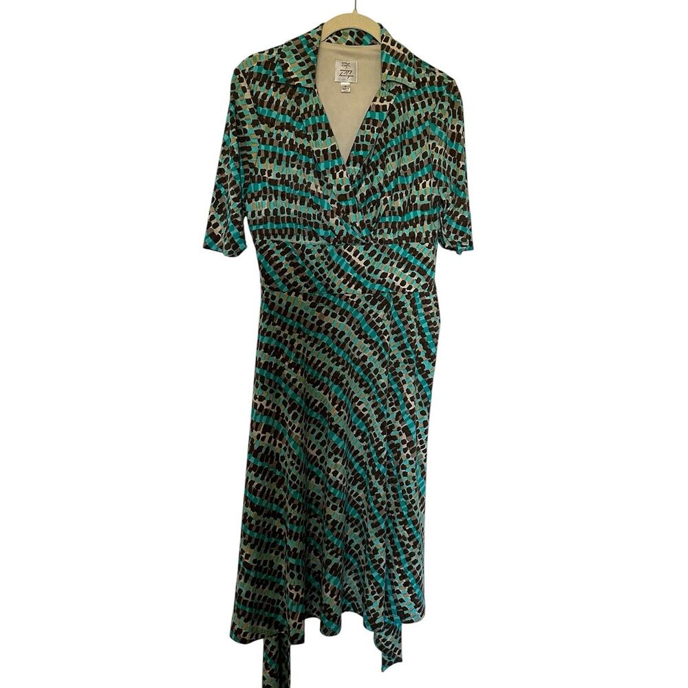 Vintage Suzi Chin maggie boutique Abstract Print Faux-Wrap Dress Multicolor 6